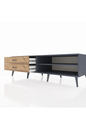 Kronos TV Ünitesi Tek Raflı 2 Çekmeceli  176x59x51 Antrasit-Antrasit/Çam