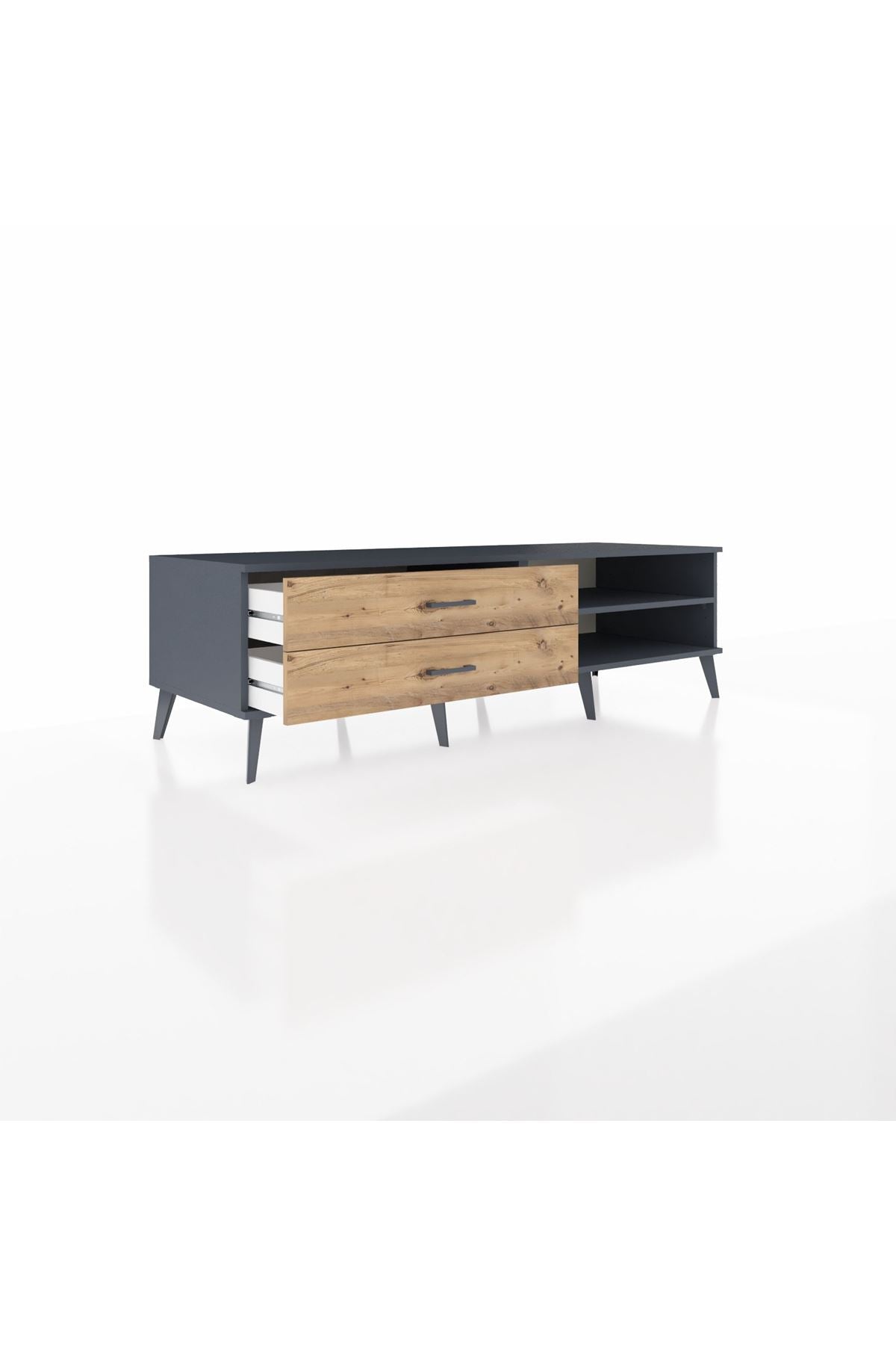 Kronos TV Ünitesi Tek Raflı 2 Çekmeceli  176x59x51 Antrasit-Antrasit/Çam