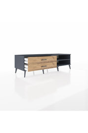 Kronos TV Ünitesi Tek Raflı 2 Çekmeceli  176x59x51 Antrasit-Antrasit/Çam