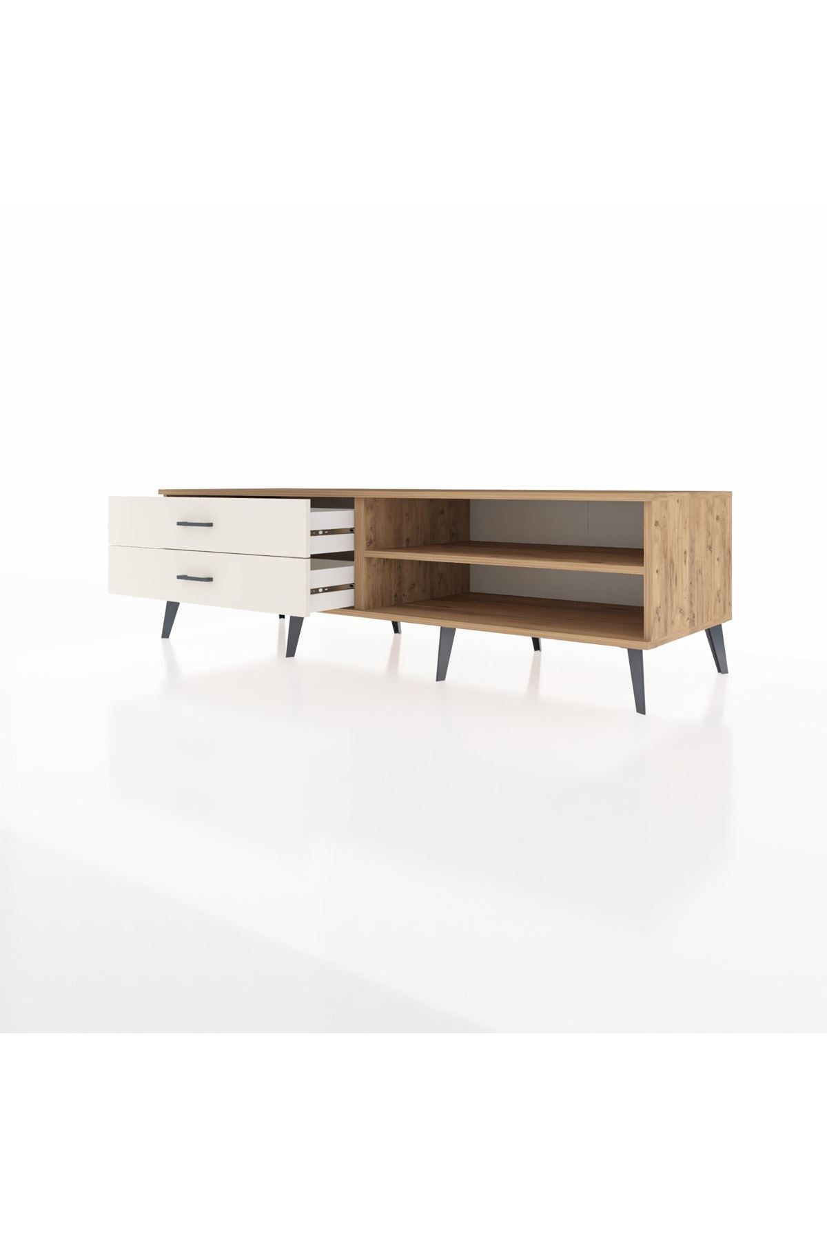 Kronos TV Ünitesi Tek Raflı 2 Çekmeceli  176x59x51 Çam-Çam/Aytaşı