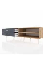 Kronos TV Ünitesi Tek Raflı 2 Çekmeceli  176x59x51 Çam-Çam/Antrasit