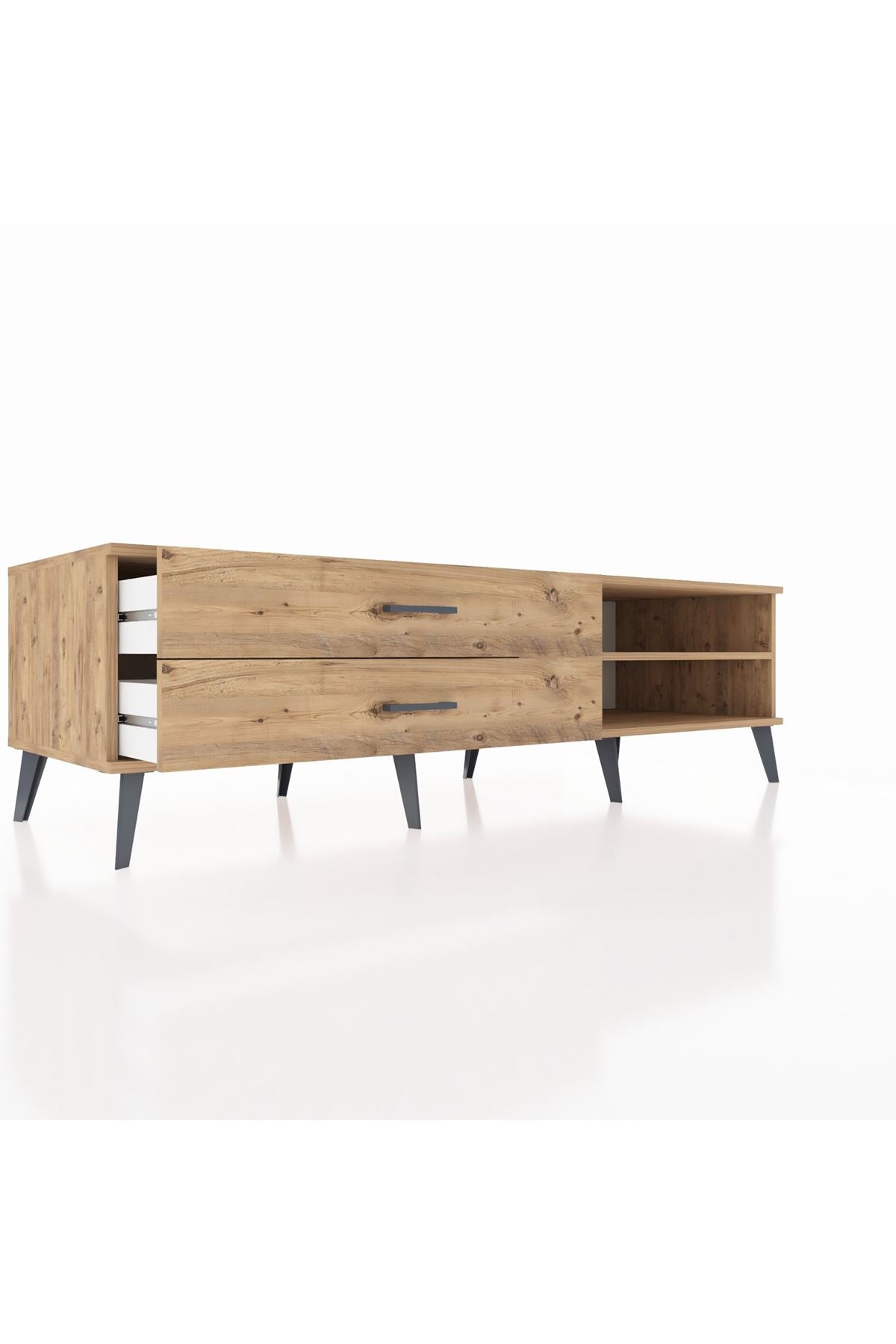 Kronos TV Ünitesi Tek Raflı 2 Çekmeceli  176x59x51 Çam-Çam/Çam