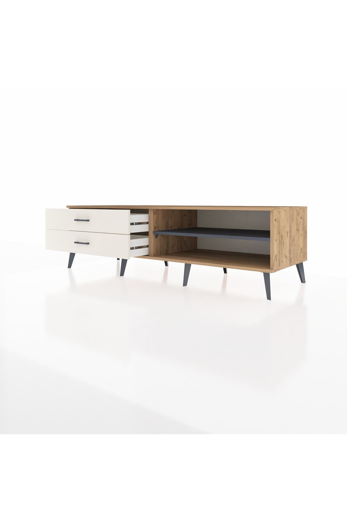 Kronos TV Ünitesi Tek Raflı 2 Çekmeceli  176x59x51 Çam-Antrasit/Aytaşı