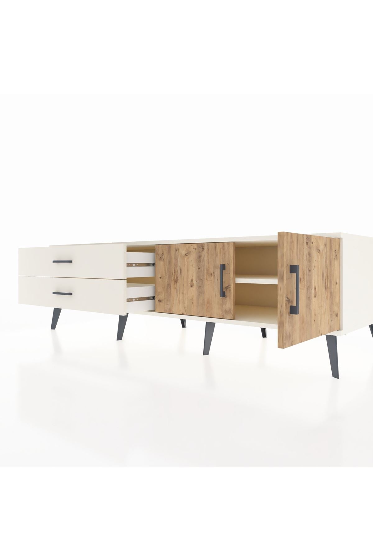 Kronos TV Ünitesi Tek Raflı 2 Çekmeceli 2 Kapaklı 176x59x51 Aytaşı-Çam/Aytaşı