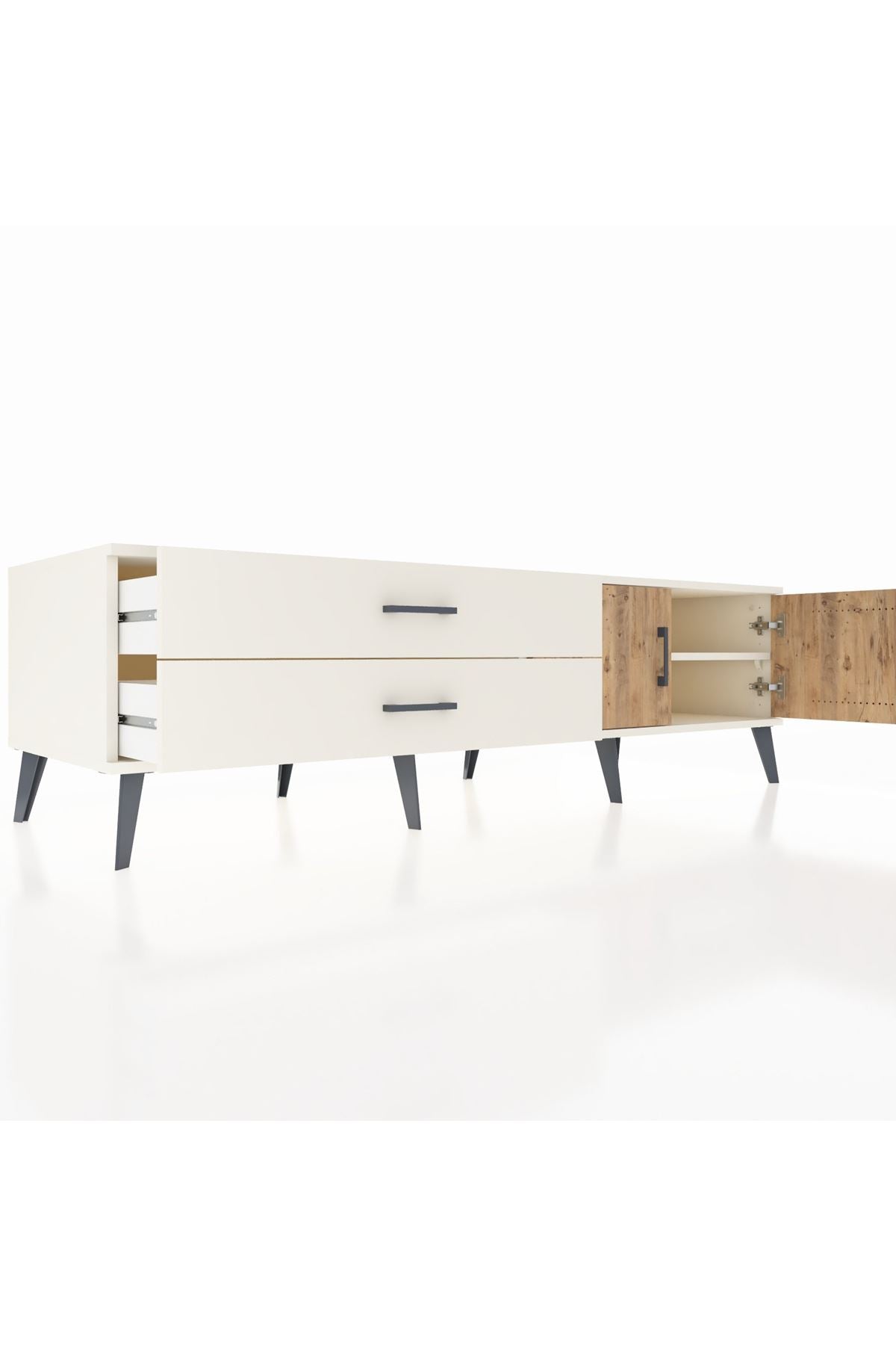 Kronos TV Ünitesi Tek Raflı 2 Çekmeceli 2 Kapaklı 176x59x51 Aytaşı-Çam/Aytaşı