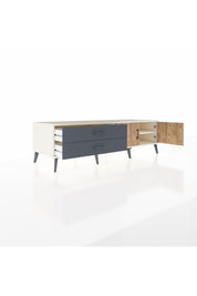 Kronos TV Ünitesi Tek Raflı 2 Çekmeceli 2 Kapaklı 176x59x51 Aytaşı-Çam/Antrasit