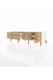 Kronos TV Ünitesi Tek Raflı 2 Çekmeceli 2 Kapaklı 176x59x51 Aytaşı-Çam/Çam