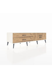 Kronos TV Ünitesi Tek Raflı 2 Çekmeceli 2 Kapaklı 176x59x51 Aytaşı-Çam/Çam