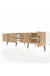 Kronos TV Ünitesi Tek Raflı 2 Çekmeceli 2 Kapaklı 176x59x51 Aytaşı-Çam/Çam