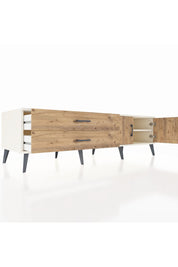 Kronos TV Ünitesi Tek Raflı 2 Çekmeceli 2 Kapaklı 176x59x51 Aytaşı-Çam/Çam