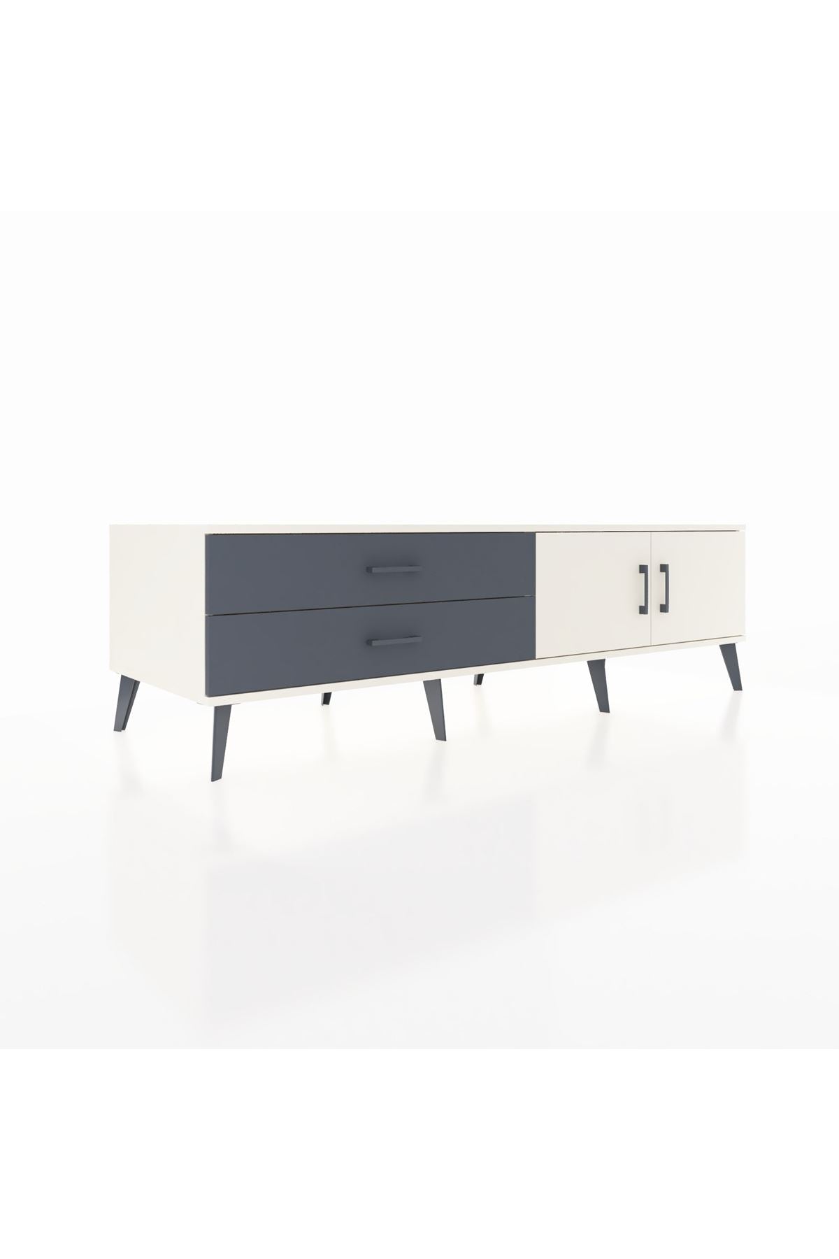 Kronos TV Ünitesi Tek Raflı 2 Çekmeceli 2 Kapaklı 176x59x51 Aytaşı-Aytaşı/Antrasit