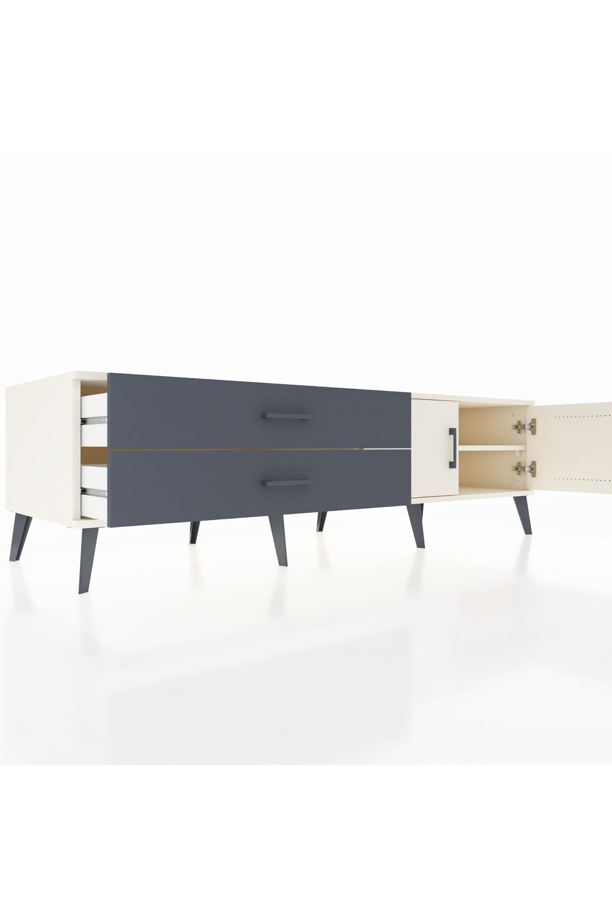 Kronos TV Ünitesi Tek Raflı 2 Çekmeceli 2 Kapaklı 176x59x51 Aytaşı-Aytaşı/Antrasit