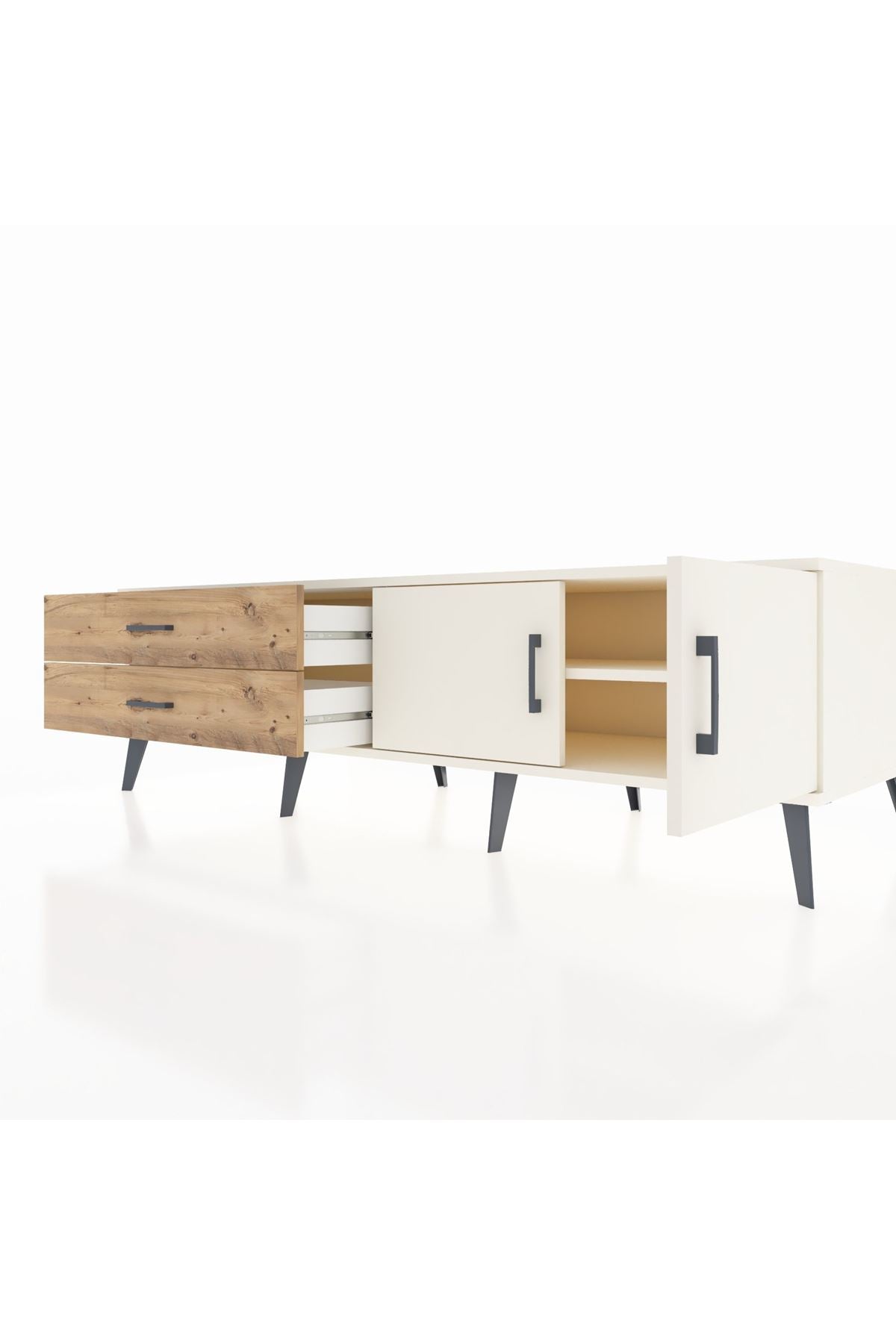 Kronos TV Ünitesi Tek Raflı 2 Çekmeceli 2 Kapaklı 176x59x51 Aytaşı-Aytaşı/Çam