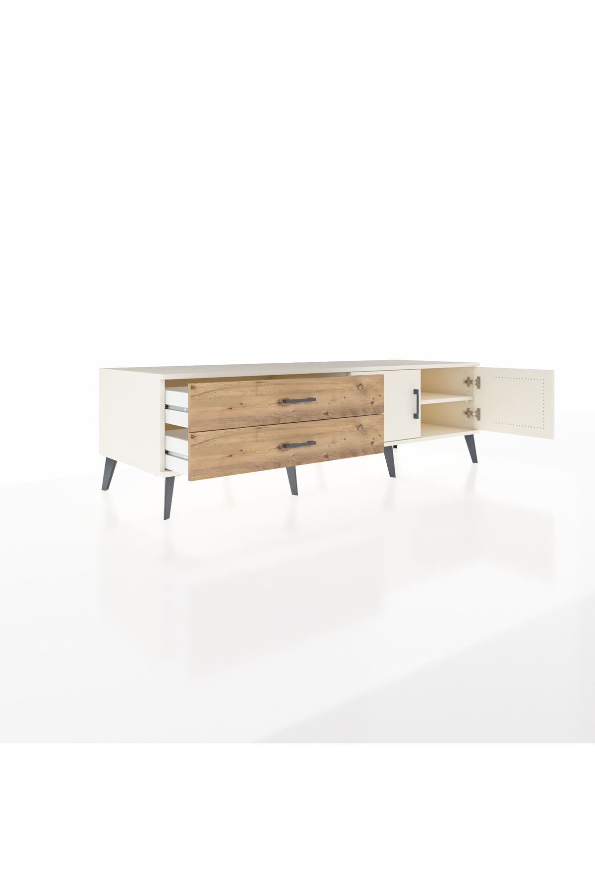 Kronos TV Ünitesi Tek Raflı 2 Çekmeceli 2 Kapaklı 176x59x51 Aytaşı-Aytaşı/Çam