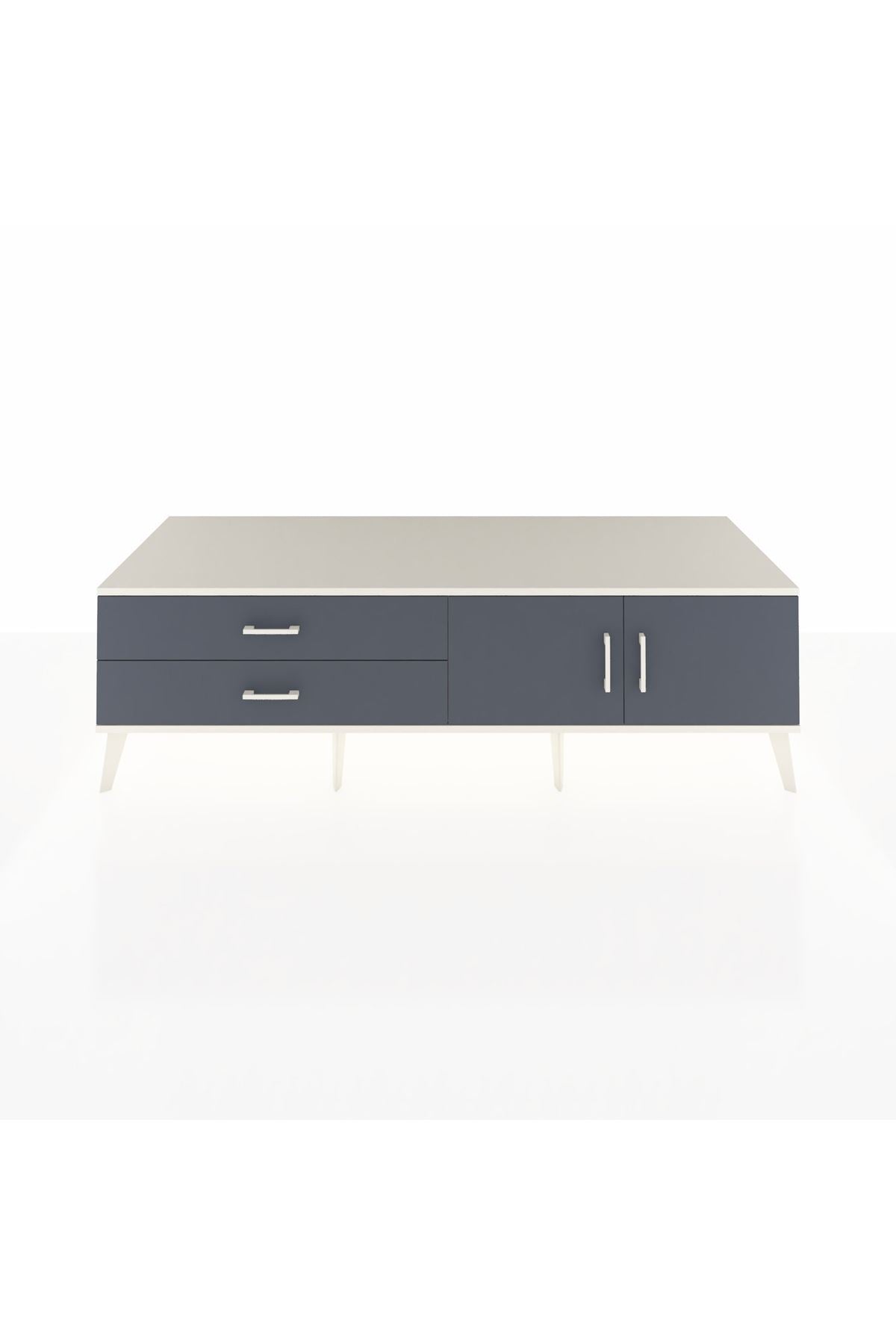 Kronos TV Ünitesi Tek Raflı 2 Çekmeceli 2 Kapaklı 176x59x51 Aytaşı-Antrasit/Antrasit