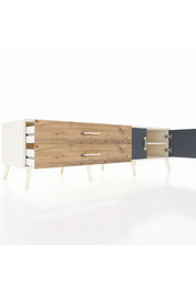 Kronos TV Ünitesi Tek Raflı 2 Çekmeceli 2 Kapaklı 176x59x51 Aytaşı-Antrasit/Çam