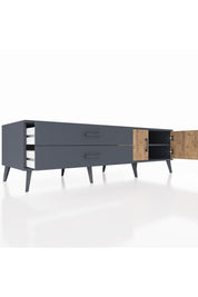 Kronos TV Ünitesi Tek Raflı 2 Çekmeceli 2 Kapaklı 176x59x51 Antrasit-Çam/Antrasit