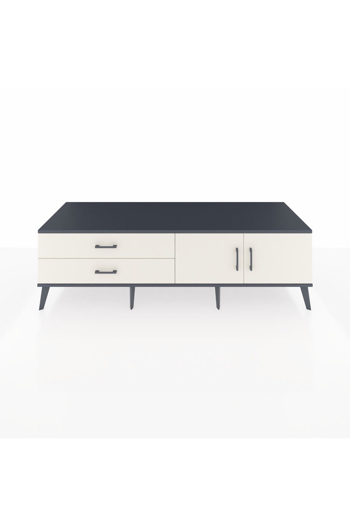 Kronos TV Ünitesi Tek Raflı 2 Çekmeceli 2 Kapaklı 176x59x51 Antrasit-Aytaşı/Aytaşı