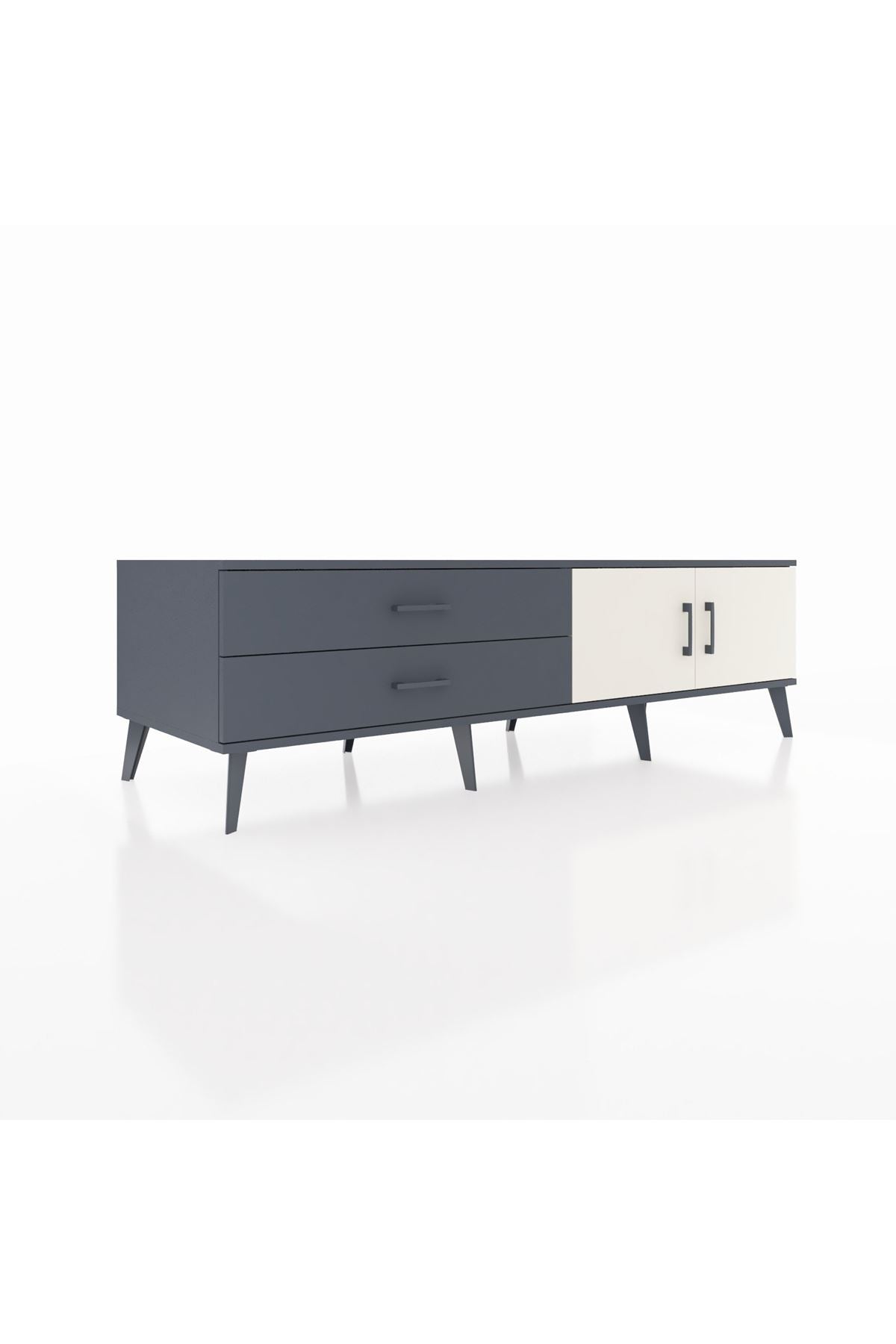 Kronos TV Ünitesi Tek Raflı 2 Çekmeceli 2 Kapaklı 176x59x51 Antrasit-Aytaşı/Antrasit