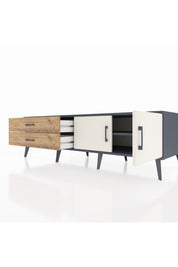 Kronos TV Ünitesi Tek Raflı 2 Çekmeceli 2 Kapaklı 176x59x51 Antrasit-Aytaşı/Çam