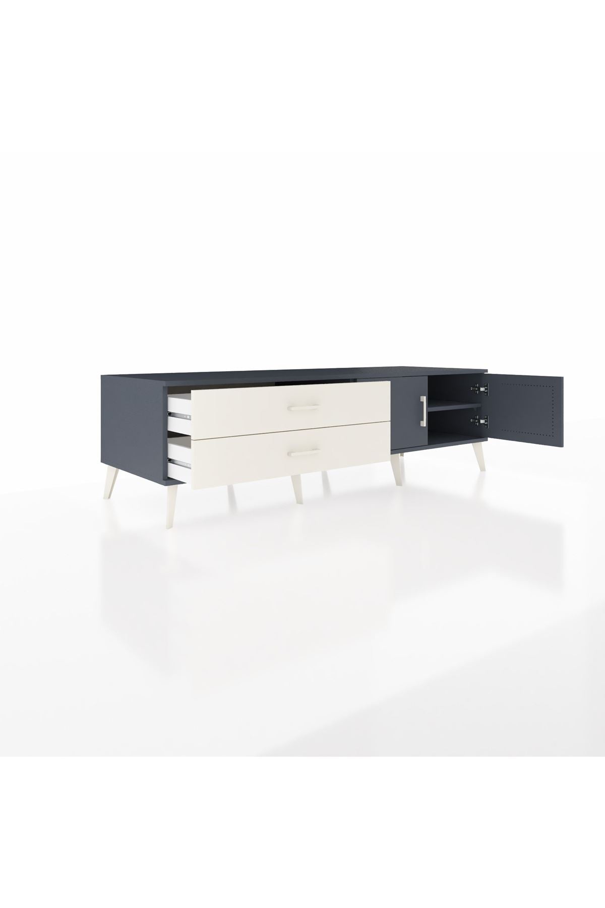 Kronos TV Ünitesi Tek Raflı 2 Çekmeceli 2 Kapaklı 176x59x51 Antrasit-Antrasit/Aytaşı