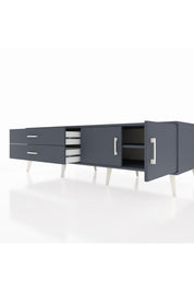 Kronos TV Ünitesi Tek Raflı 2 Çekmeceli 2 Kapaklı 176x59x51 Antrasit-Antrasit/Antrasit