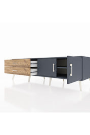 Kronos TV Ünitesi Tek Raflı 2 Çekmeceli 2 Kapaklı 176x59x51 Antrasit-Antrasit/Çam