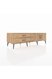 Kronos TV Ünitesi Tek Raflı 2 Çekmeceli 2 Kapaklı 176x59x51 Çam-Çam/Çam