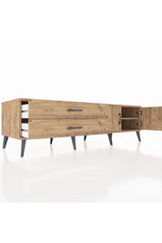 Kronos TV Ünitesi Tek Raflı 2 Çekmeceli 2 Kapaklı 176x59x51 Çam-Çam/Çam