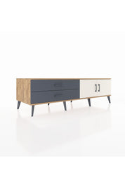 Kronos TV Ünitesi Tek Raflı 2 Çekmeceli 2 Kapaklı 176x59x51 Çam-Aytaşı/Antrasit