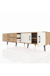 Kronos TV Ünitesi Tek Raflı 2 Çekmeceli 2 Kapaklı 176x59x51 Çam-Aytaşı/Çam