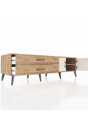 Kronos TV Ünitesi Tek Raflı 2 Çekmeceli 2 Kapaklı 176x59x51 Çam-Aytaşı/Çam