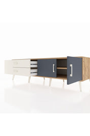 Kronos TV Ünitesi Tek Raflı 2 Çekmeceli 2 Kapaklı 176x59x51 Çam-Antrasit/Aytaşı