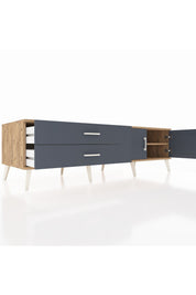 Kronos TV Ünitesi Tek Raflı 2 Çekmeceli 2 Kapaklı 176x59x51 Çam-Antrasit/Antrasit