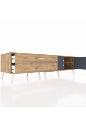 Kronos TV Ünitesi Tek Raflı 2 Çekmeceli 2 Kapaklı 176x59x51 Çam-Antrasit/Çam