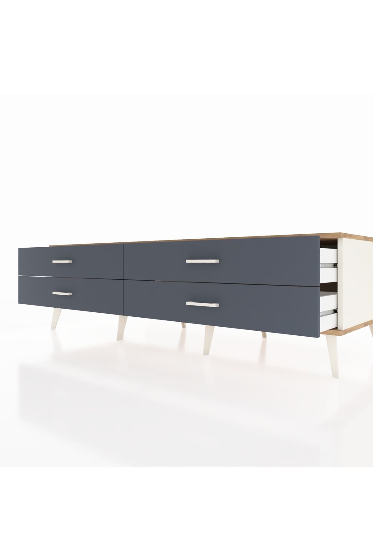 Kronos TV Ünitesi 4 Çekmeceli  176x59x51 Aytaşı-Çam/Antrasit