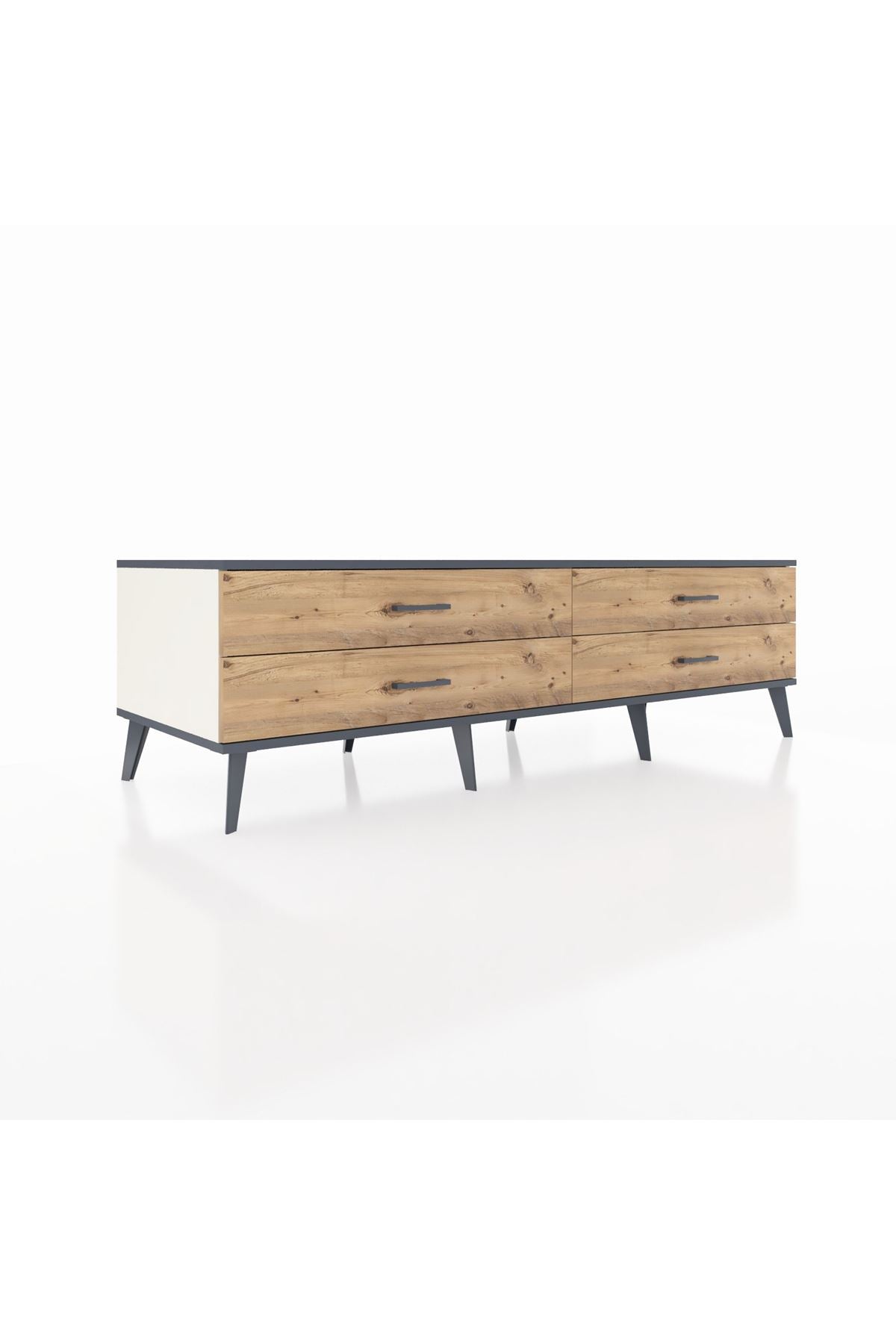 Kronos TV Ünitesi 4 Çekmeceli  176x59x51 Aytaşı-Antrasit/Çam