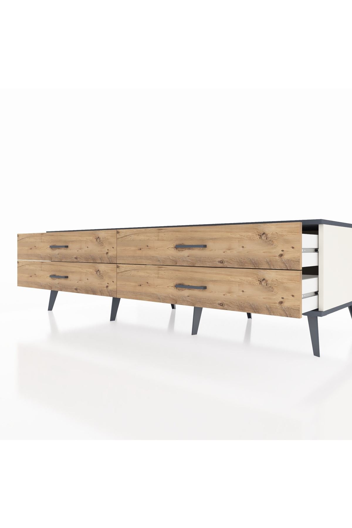 Kronos TV Ünitesi 4 Çekmeceli  176x59x51 Aytaşı-Antrasit/Çam