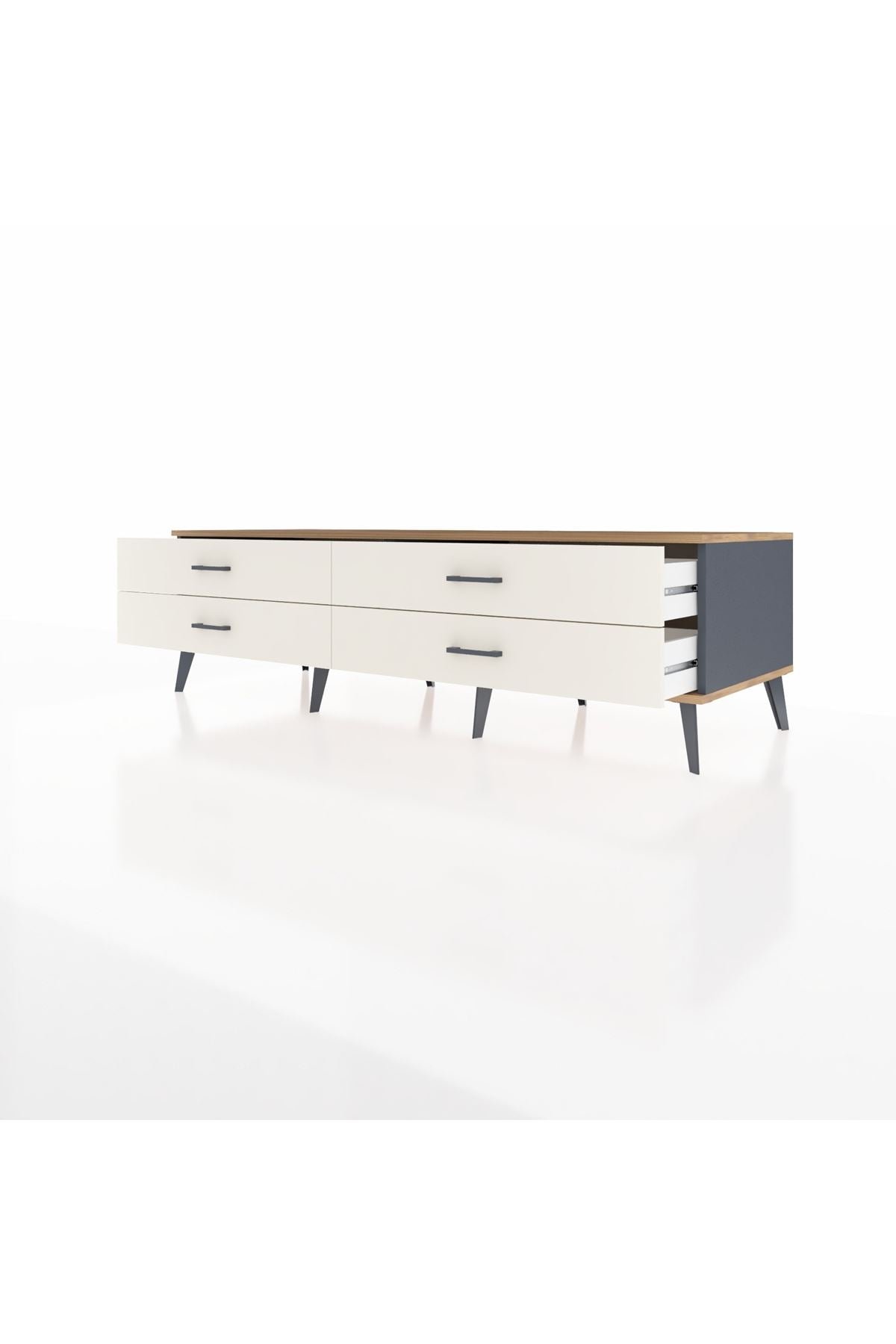 Kronos TV Ünitesi 4 Çekmeceli  176x59x51 Antrasit-Çam/Aytaşı