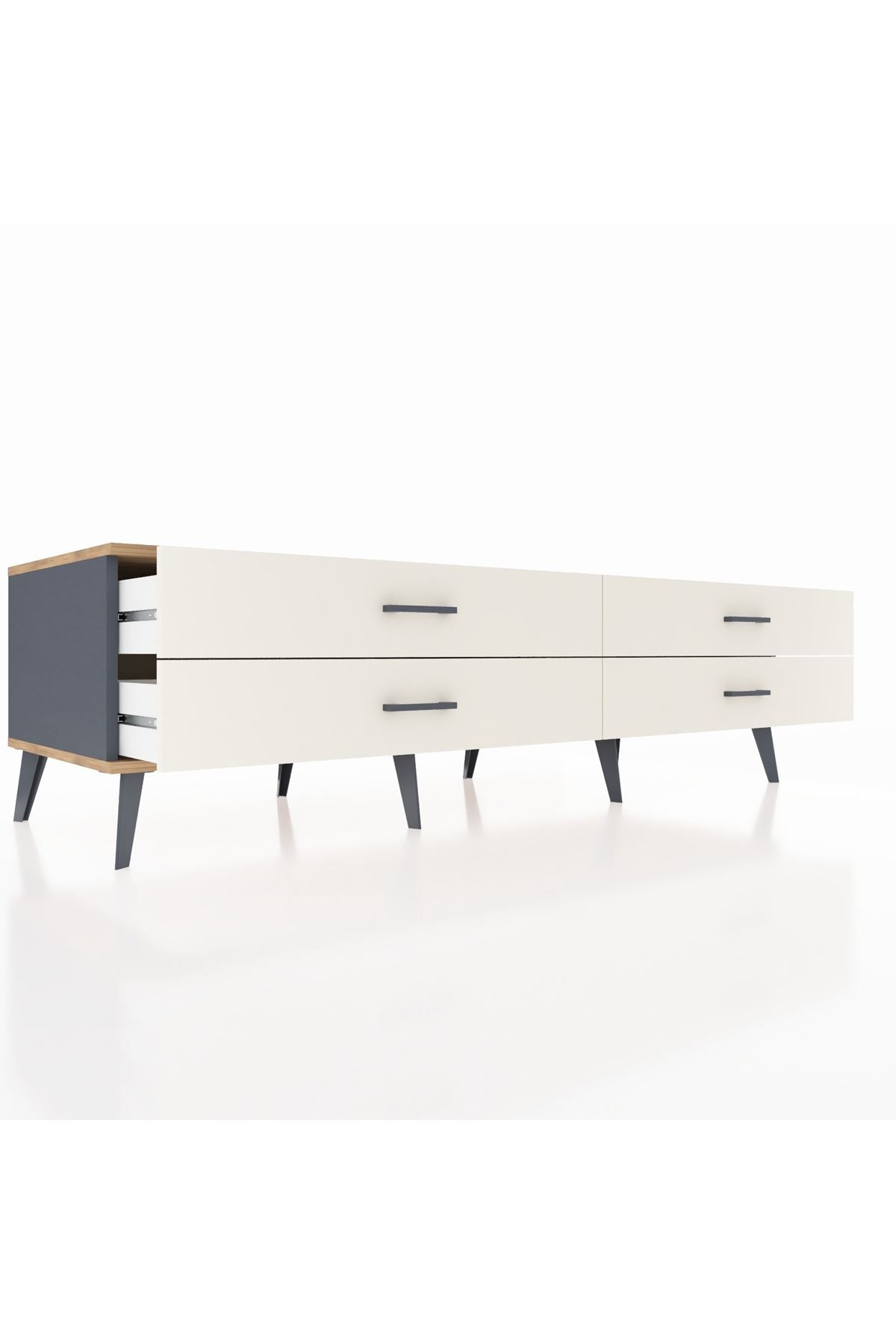 Kronos TV Ünitesi 4 Çekmeceli  176x59x51 Antrasit-Çam/Aytaşı