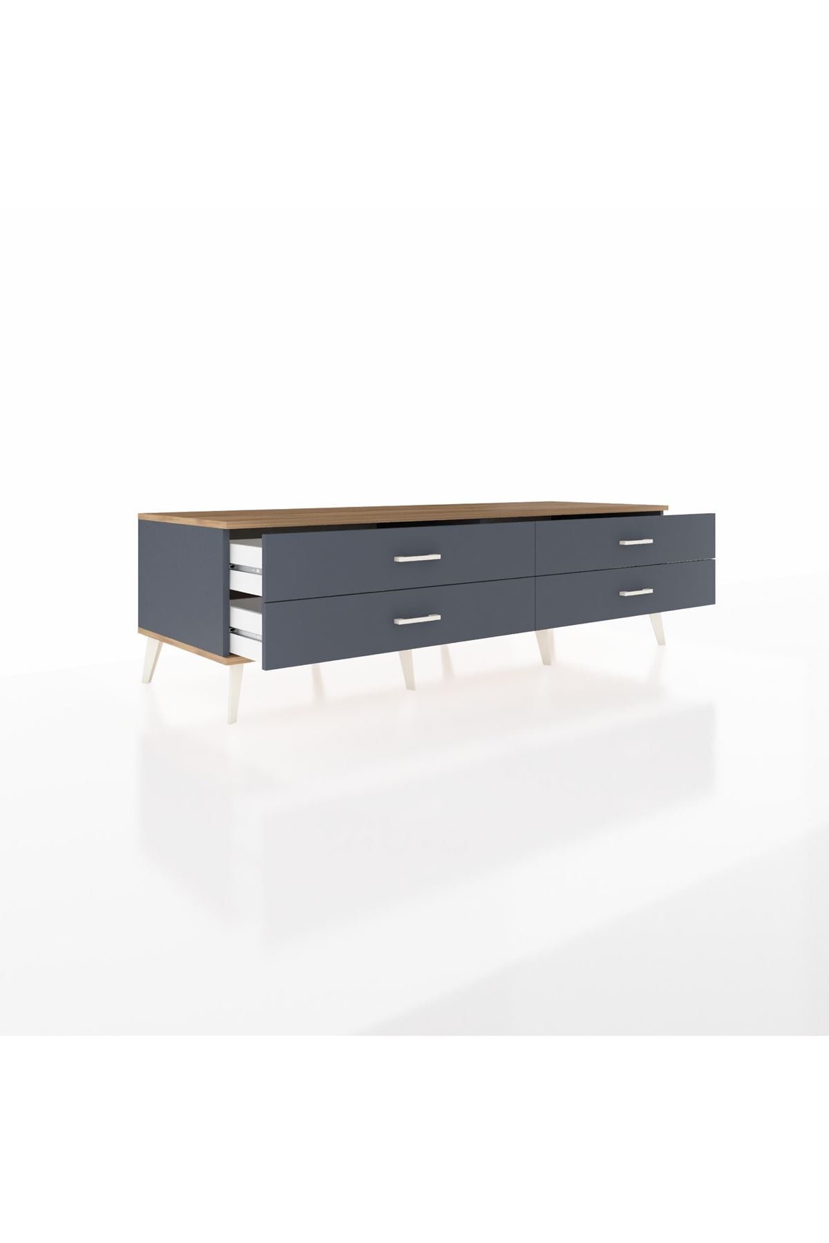 Kronos TV Ünitesi 4 Çekmeceli  176x59x51 Antrasit-Çam/Antrasit