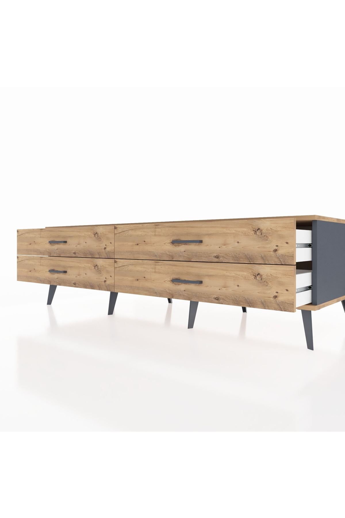 Kronos TV Ünitesi 4 Çekmeceli  176x59x51 Antrasit-Çam/Çam