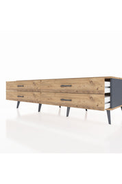 Kronos TV Ünitesi 4 Çekmeceli  176x59x51 Antrasit-Çam/Çam