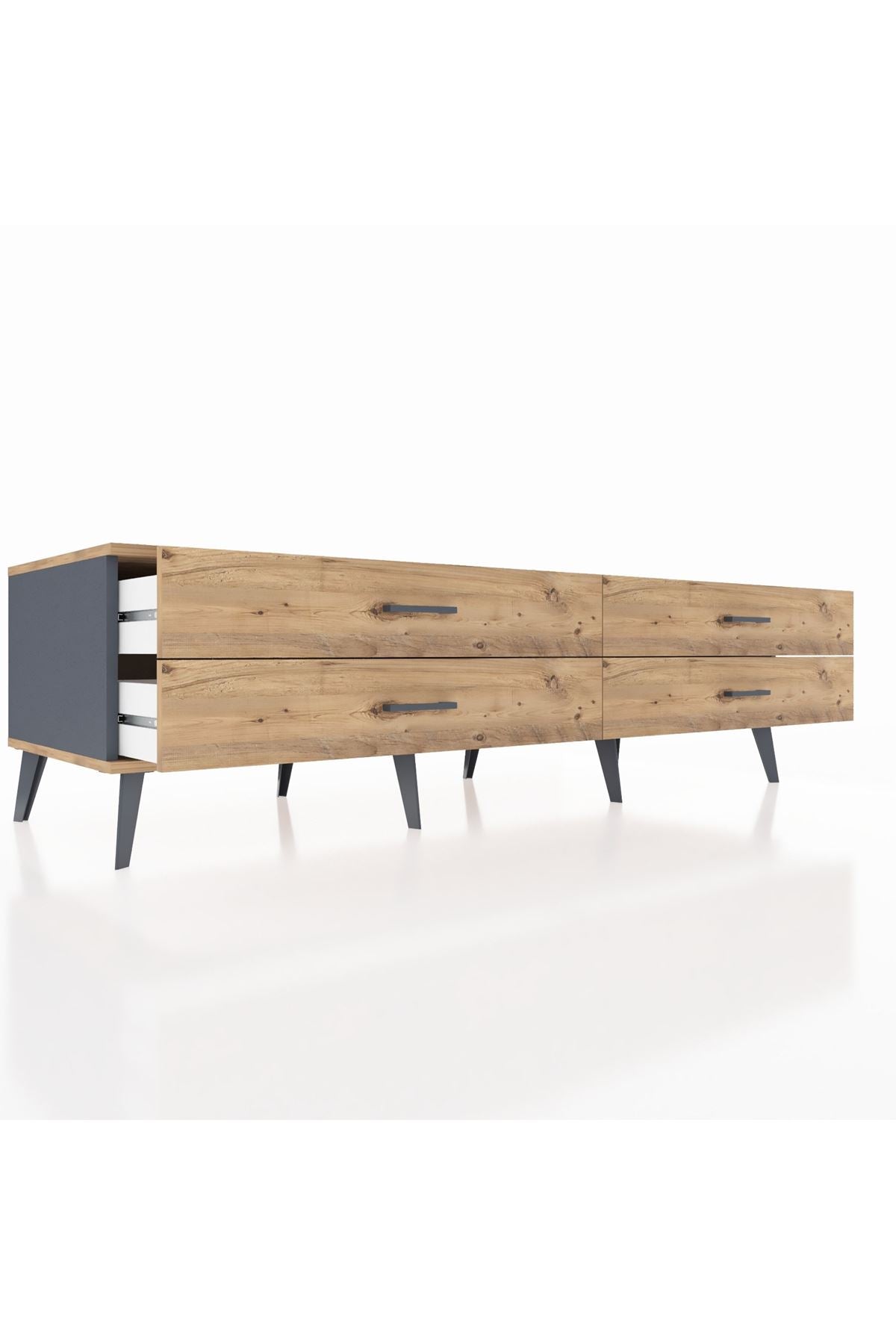 Kronos TV Ünitesi 4 Çekmeceli  176x59x51 Antrasit-Çam/Çam