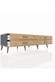 Kronos TV Ünitesi 4 Çekmeceli  176x59x51 Antrasit-Çam/Çam