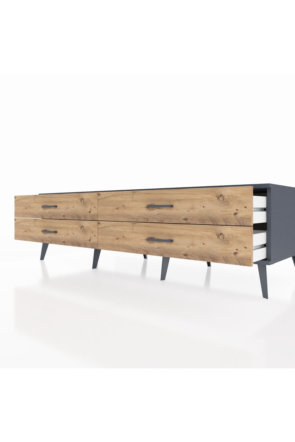 Kronos TV Ünitesi 4 Çekmeceli  176x59x51 Antrasit-Antrasit/Çam