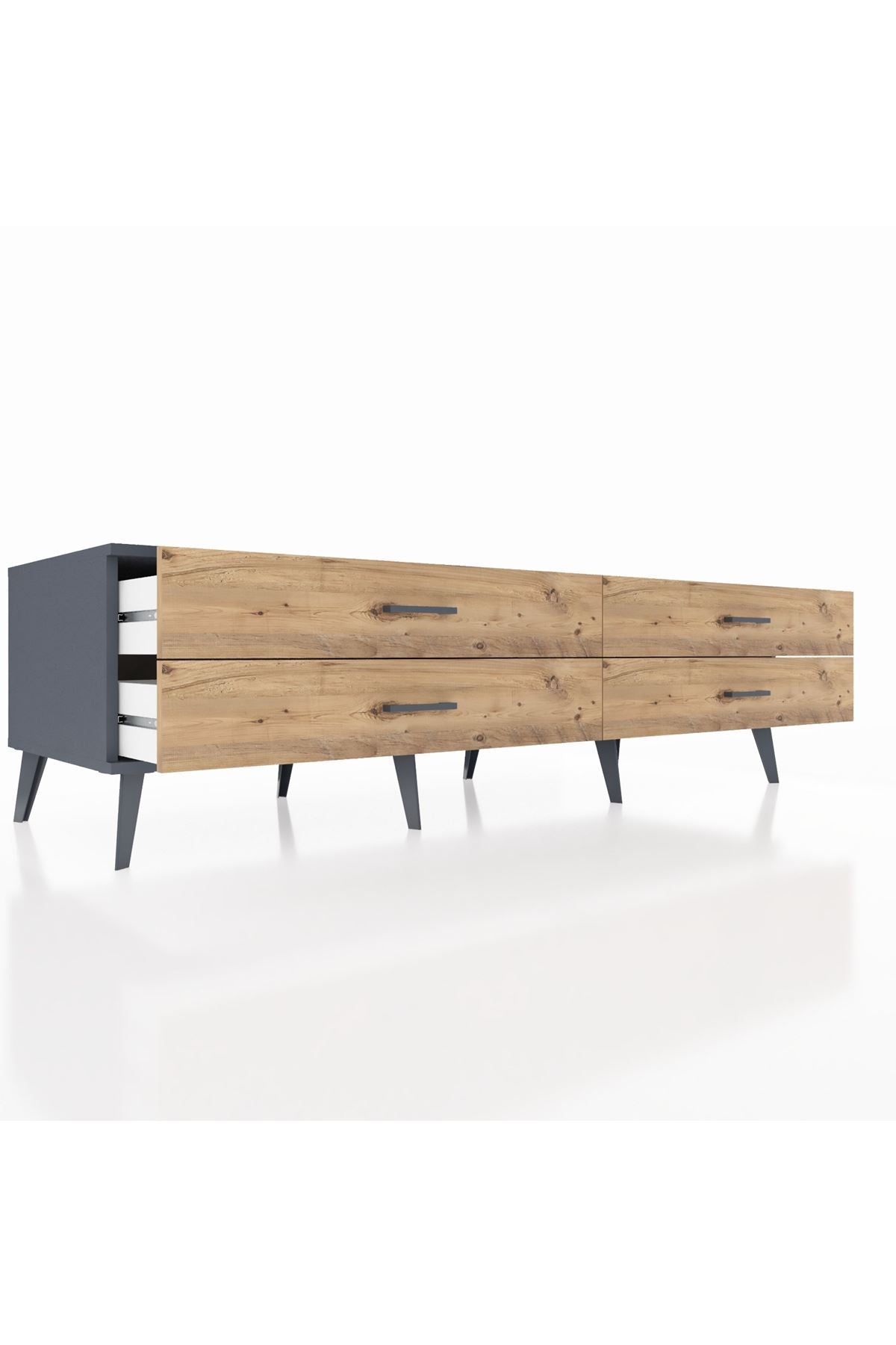 Kronos TV Ünitesi 4 Çekmeceli  176x59x51 Antrasit-Antrasit/Çam