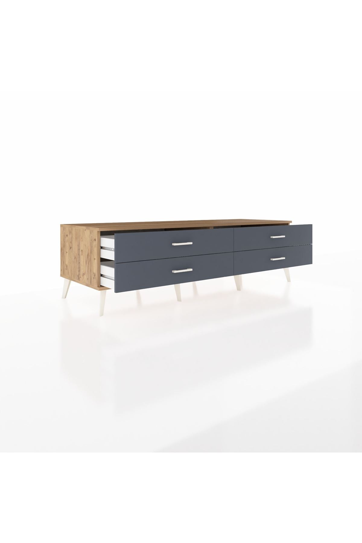 Kronos TV Ünitesi 4 Çekmeceli  176x59x51 Çam-Çam/Antrasit