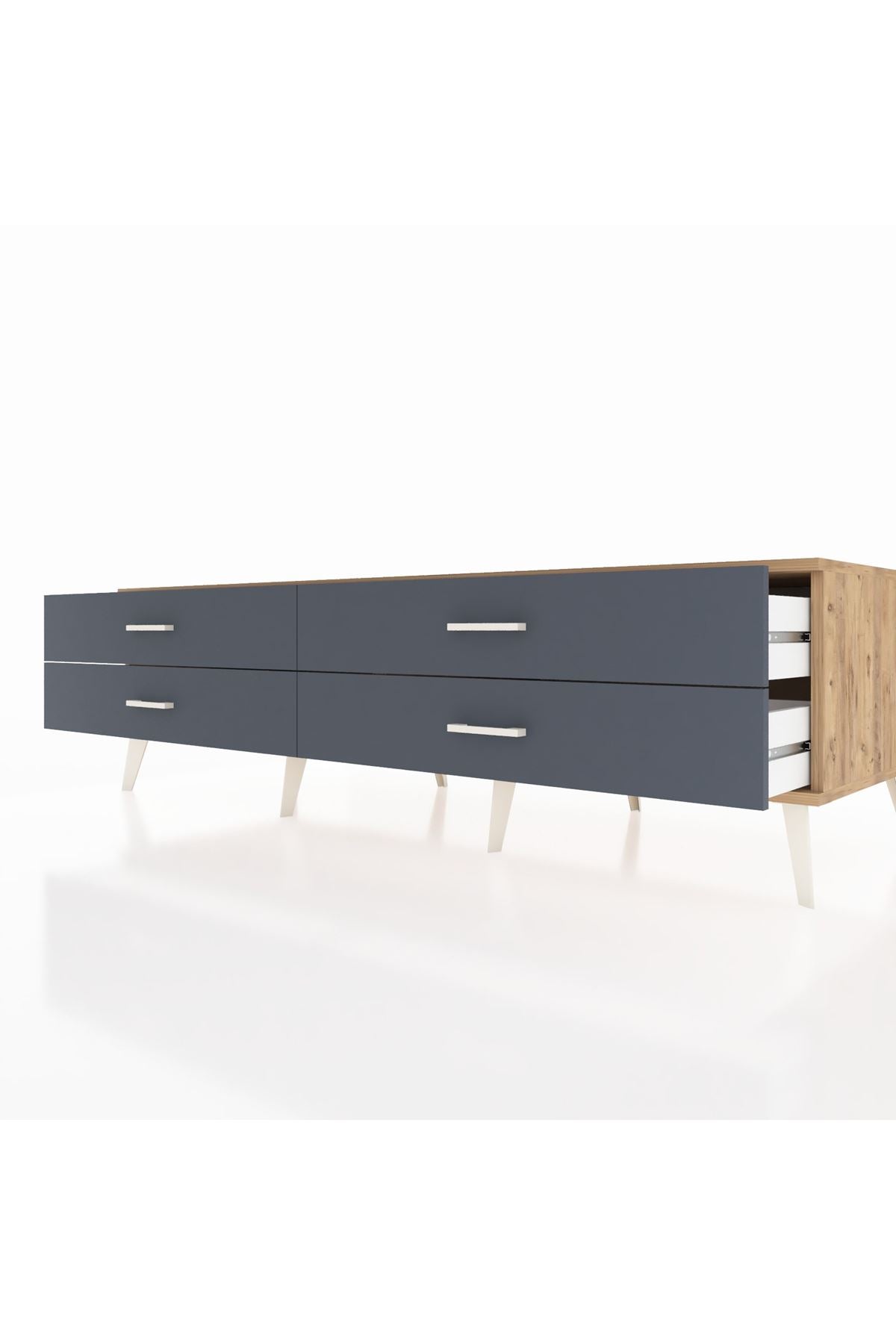 Kronos TV Ünitesi 4 Çekmeceli  176x59x51 Çam-Çam/Antrasit