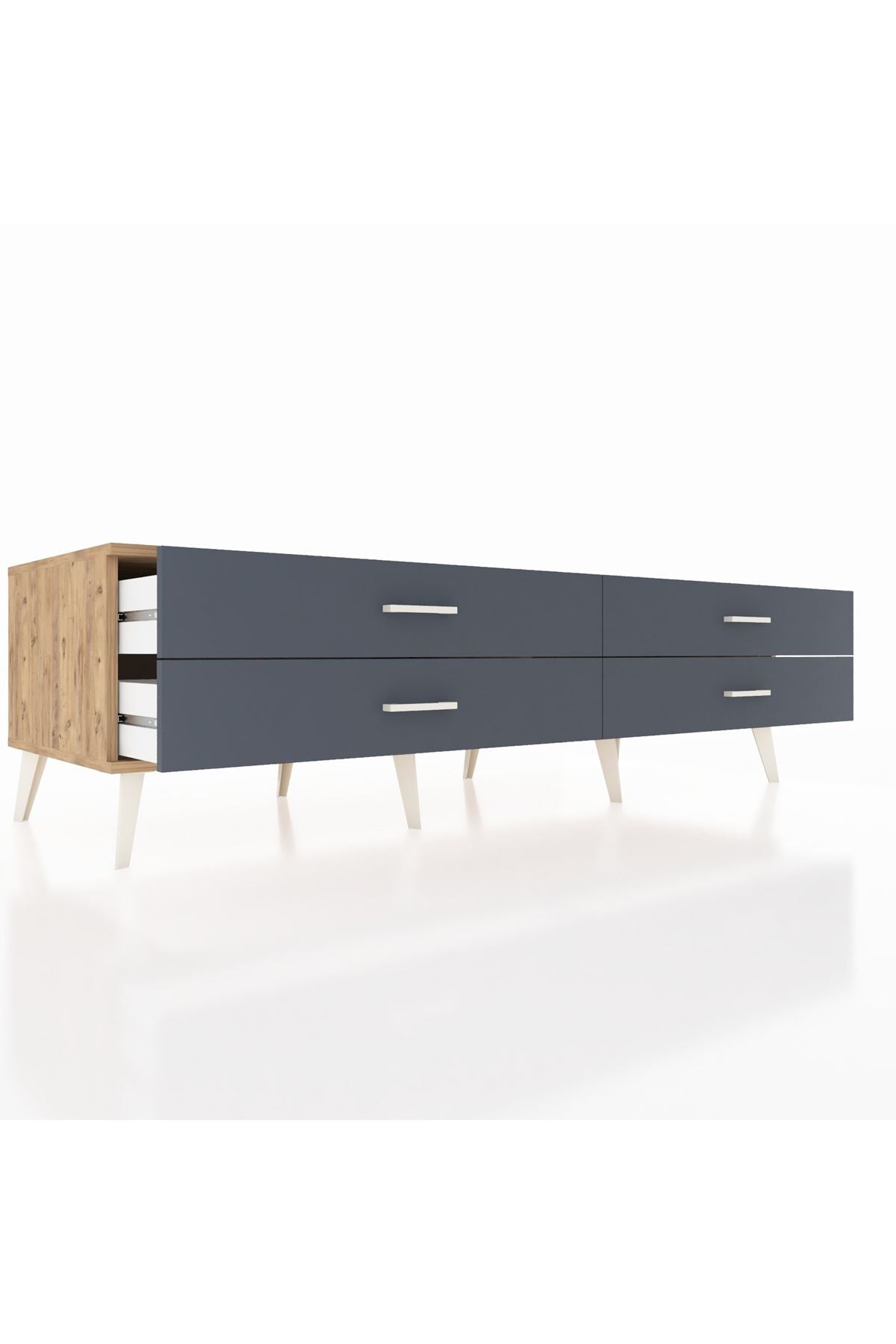 Kronos TV Ünitesi 4 Çekmeceli  176x59x51 Çam-Çam/Antrasit